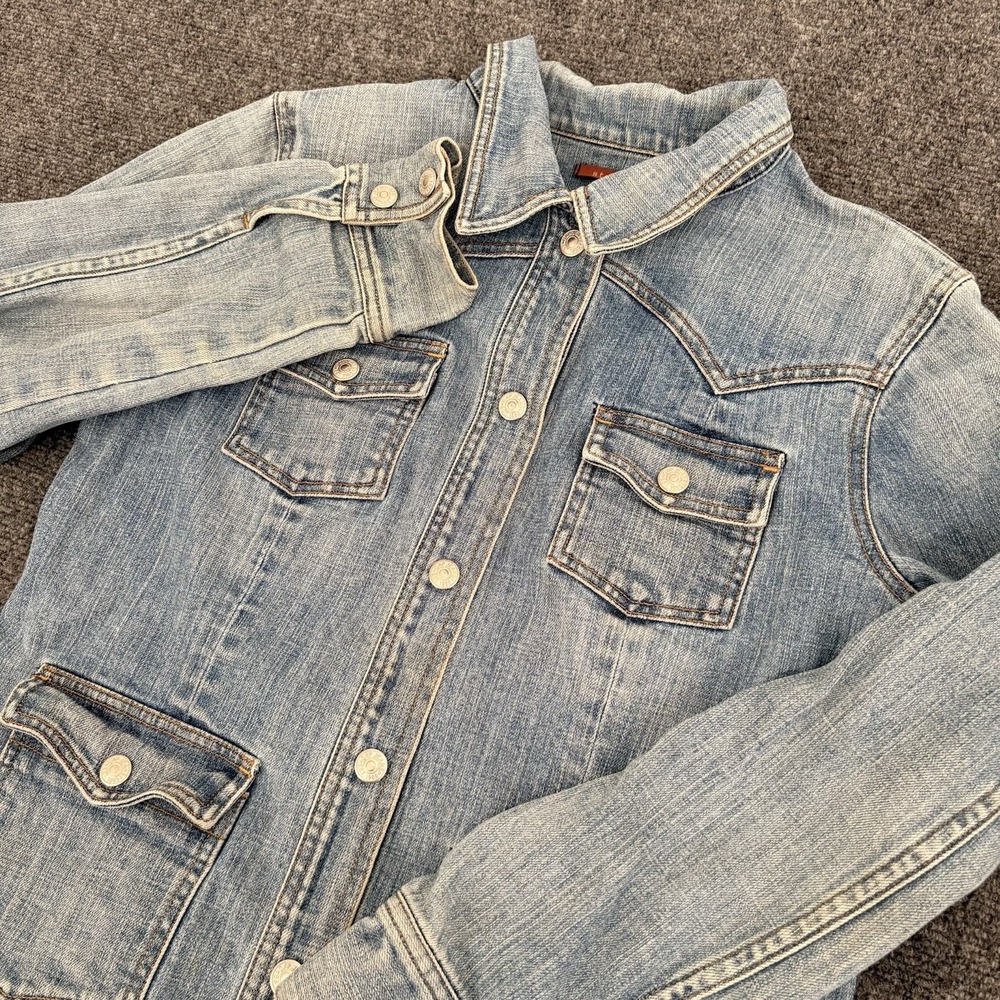VINTAGE Gap Jacket Womens S Blue Chore Barn Denim Jean Light Wash‎ Workwear 90s
